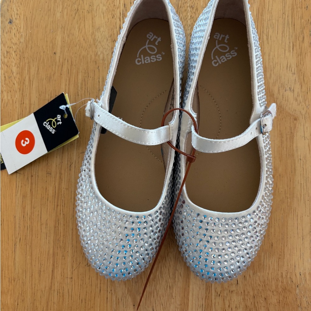 Art Class Sparkling Mary Jane Silver Kids Dress Shoes size 3